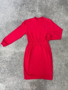 Vintage Hunt Club Red Midi Dress Womens 12 P 90s Preppy Love Story Old Money